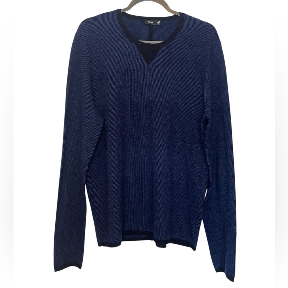 Vince Men's Blue and Black wool Cashmere Blend Sweater